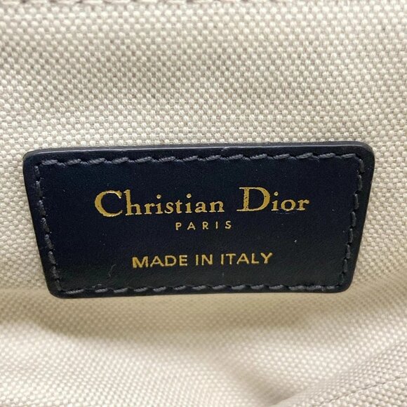 Auth DIOR/ChristianDior Saddle Bag Navy Cream Blue Jacquard Leather Handbag - Picture 8 of 16